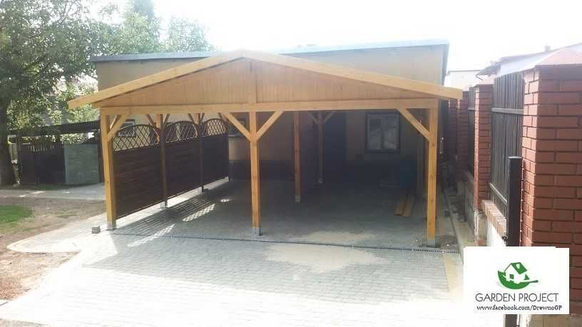 wiata carport2 z dachem dwu spadowym na dwa auta