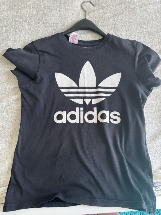 Cxarna koszulka adidas bawelniana mlodziezowa uniwersalna