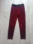 Bordowe aksamitne welurowe burgundowe legginsy 128cm M&S