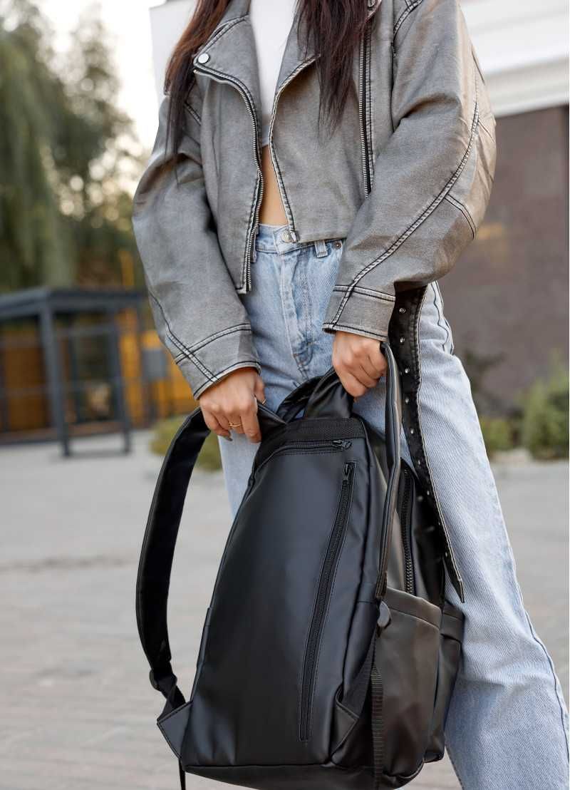Супер стильный рюкзак женский, черный, повседневный, спортивный, кожа
