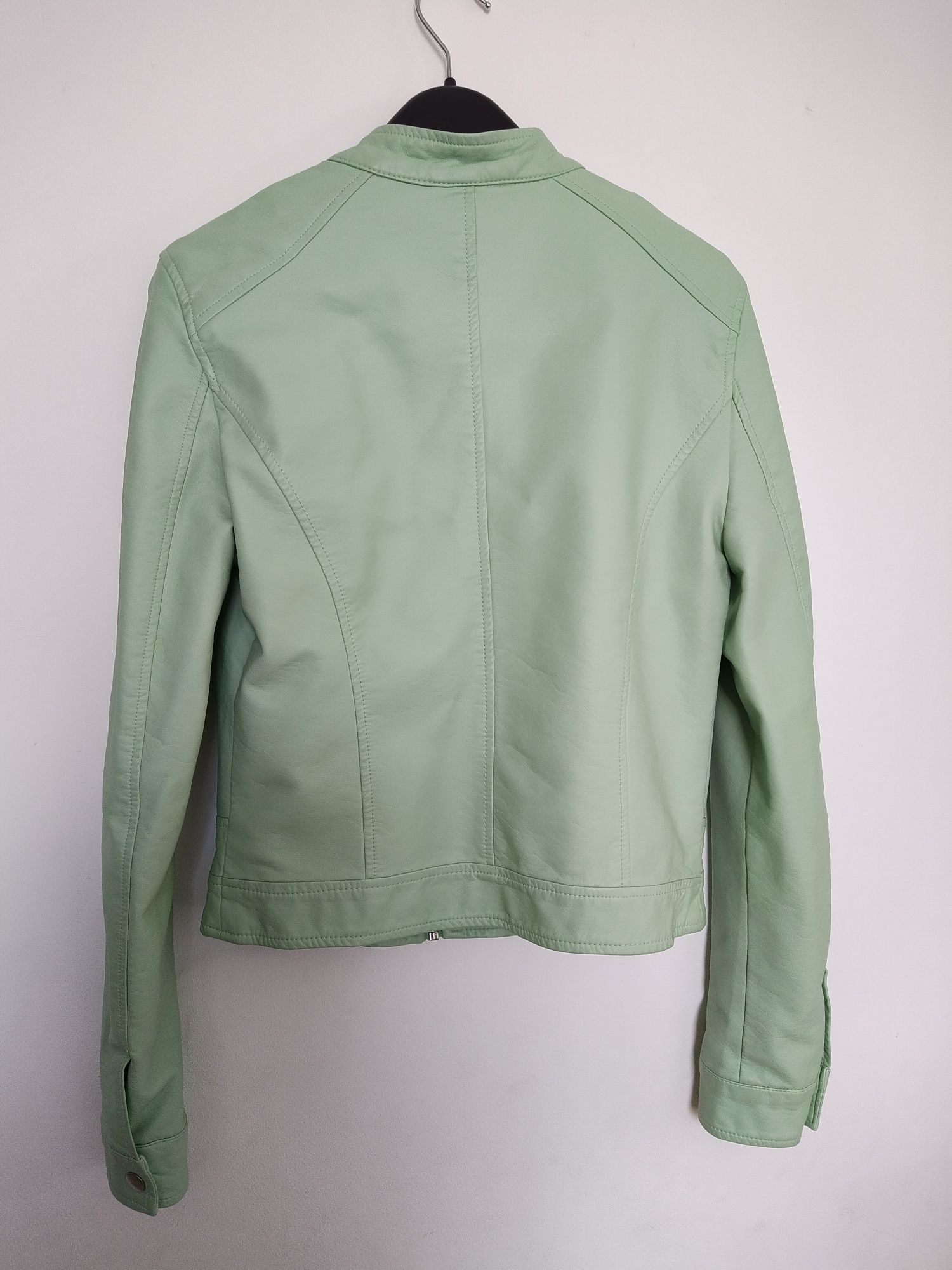 Kurtka skórzana VERO MODA, ramoneska, wiosenna, miętowa S 36