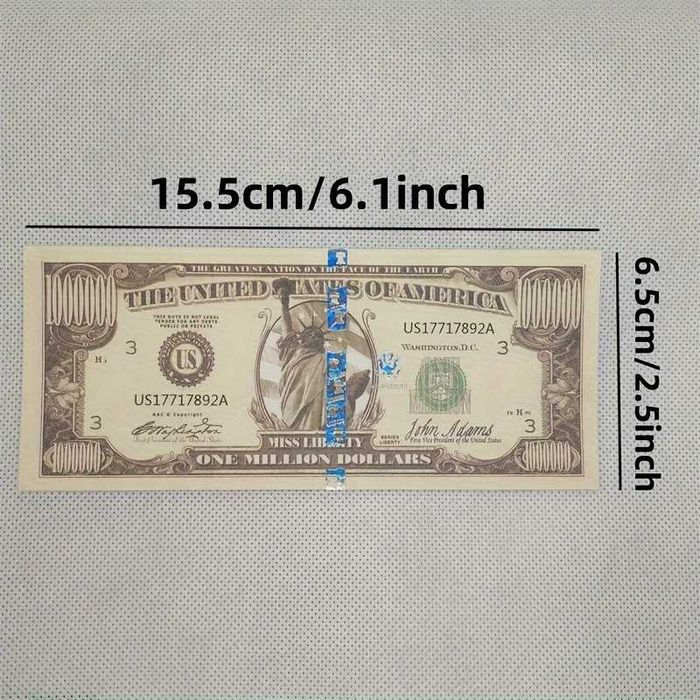 Kolekcjonerski Banknot Milion Dolarów z Johnem Adamsem i Miss Liberty