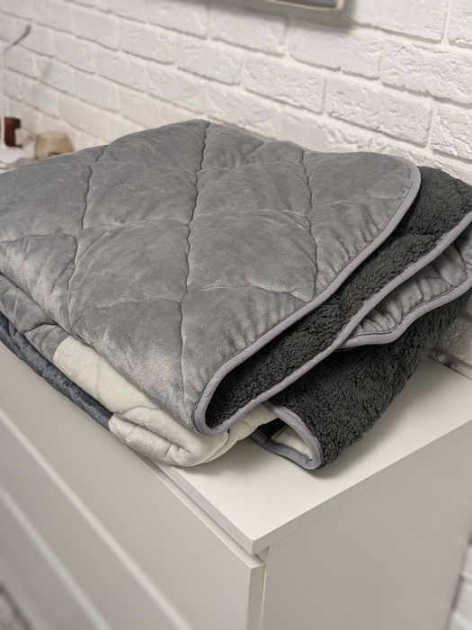 Тепла зимова ковдра на хутрі полуторна, євро