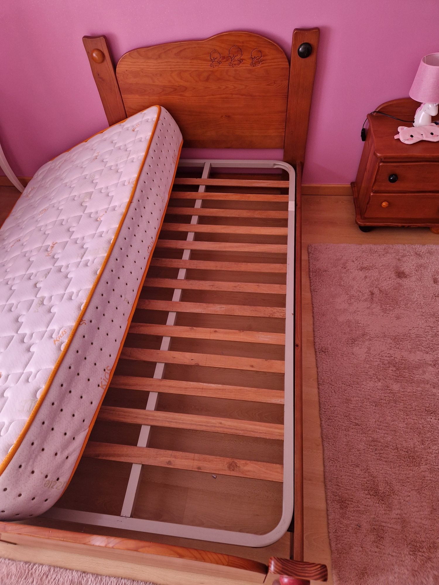 Quarto cama comoda roupeiro criança solteiro em madeira