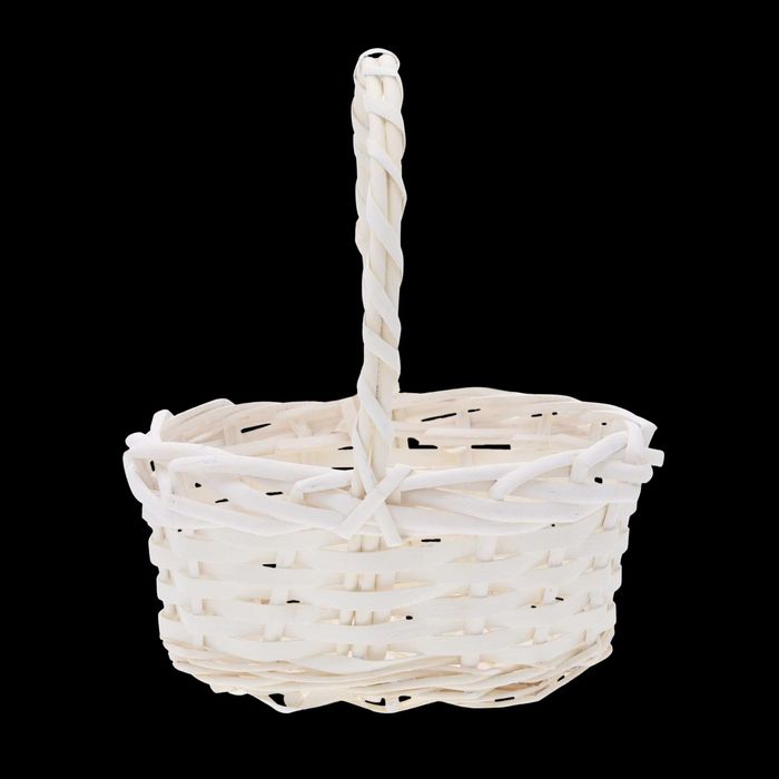 Biały owalny kosz wiklinowy S święconka wielkanoc
