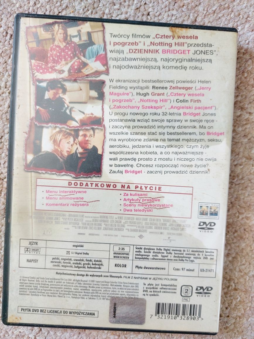 Filmy DVD "Dziennik Brigdet Jones" i "Sherlock Holmes"