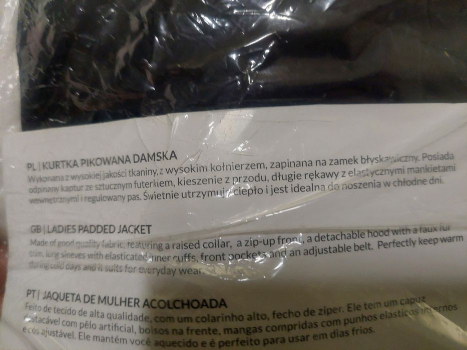 Wysyłka Płaszcz Zimowy z paskiem i  kapturem 44r NOWY