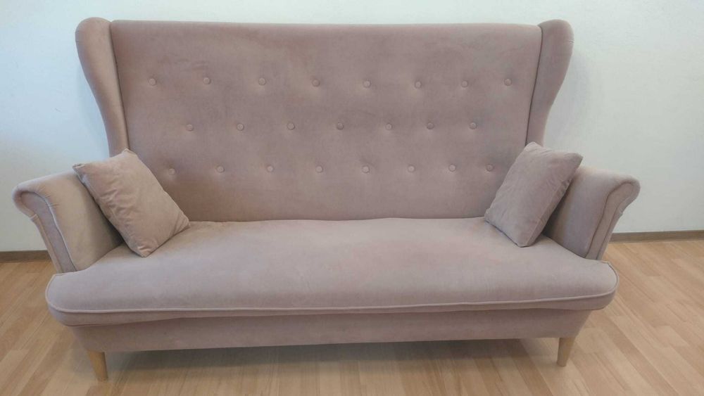 Sofa dwuosobowa Werina plusz kolor brudny róż jak nowa!