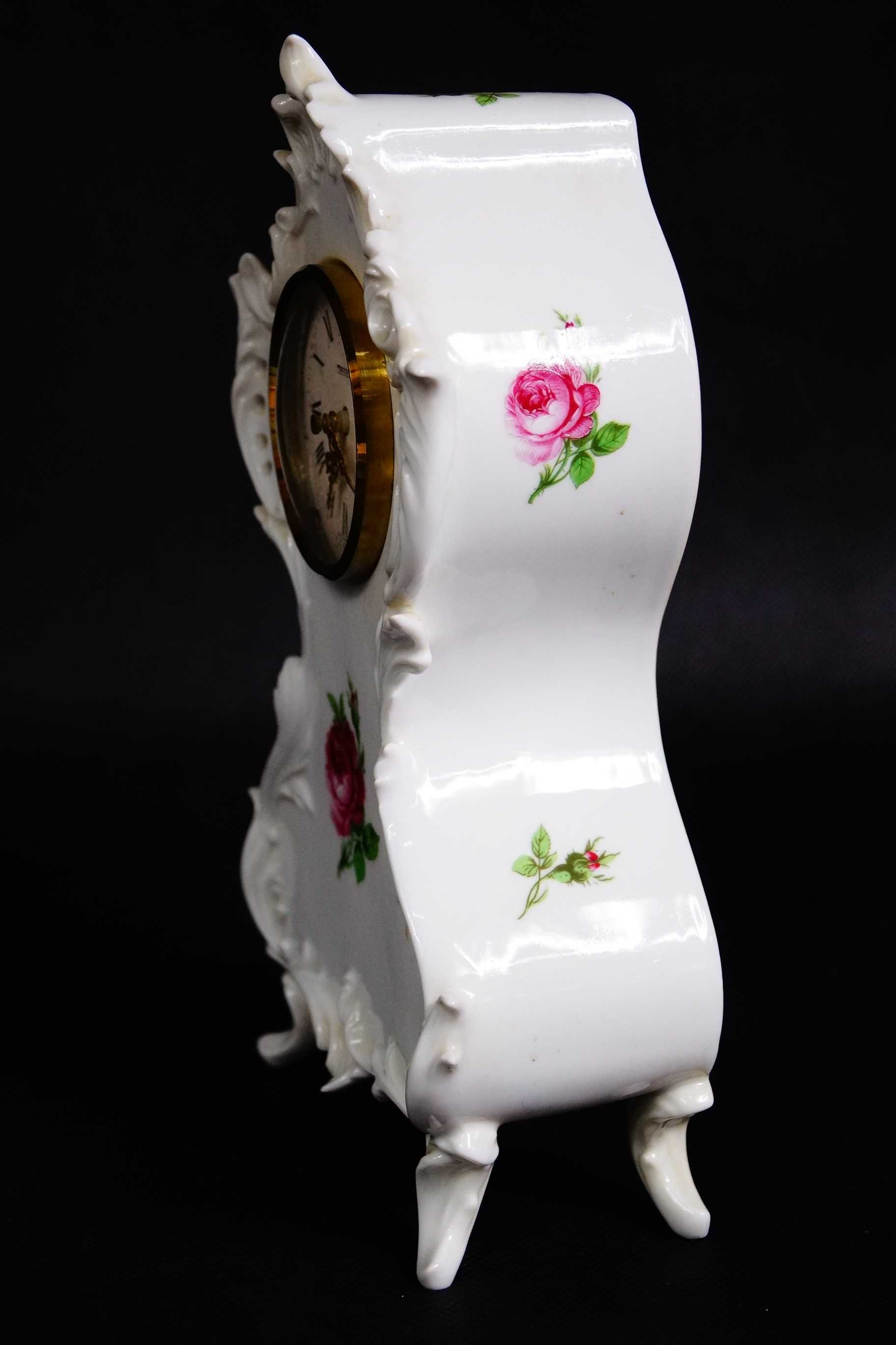 KAISER porcelanowy zegar zegarek kominkowy rokoko porcelana
