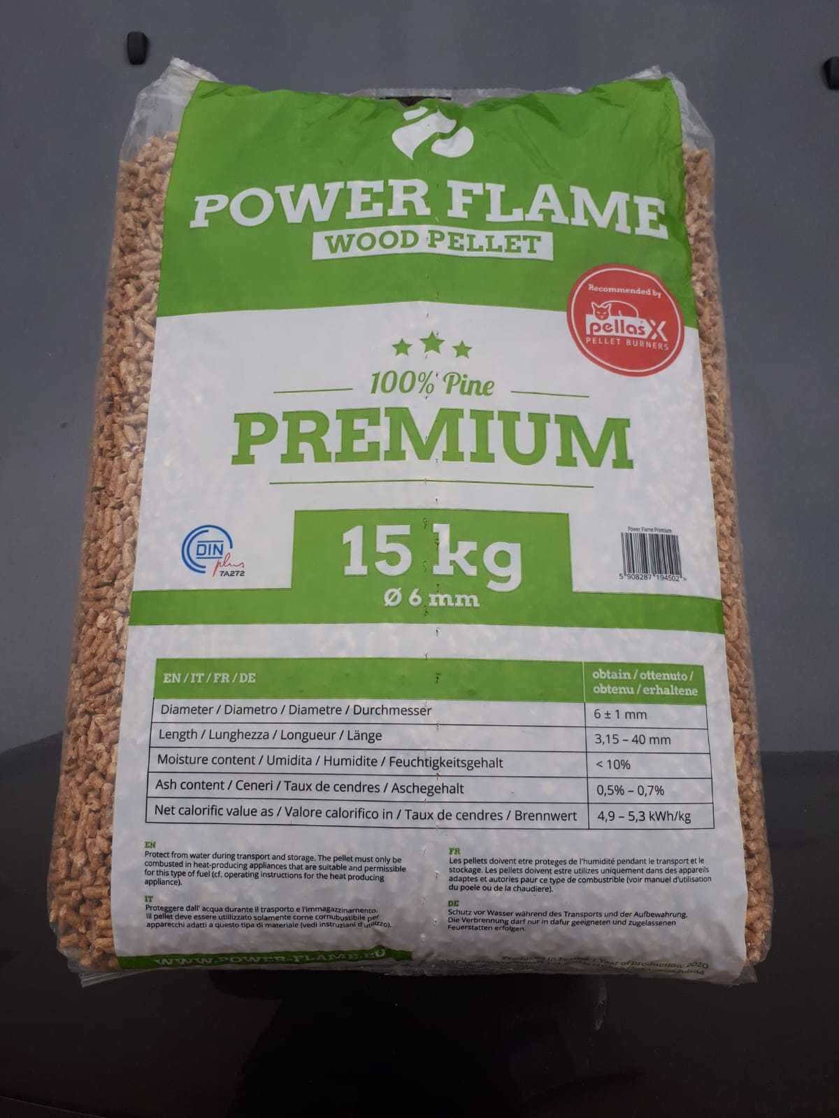 Pellet drzewny Power Flame Premium / DINplus/ 100% SOSNA