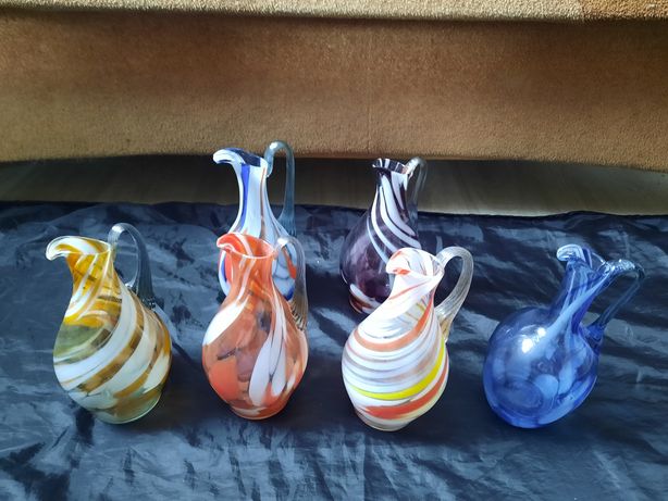 Советские кувшины вазы кувшинчики из цветного стекла