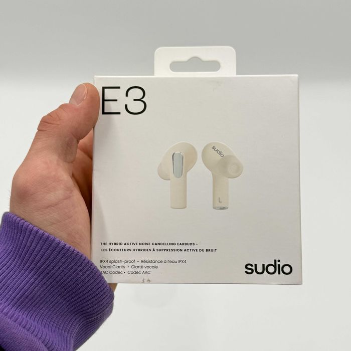 NOWE Słuchawki bluetooth dokanałowe SUDIO E3 białe z hybrydowym ANC