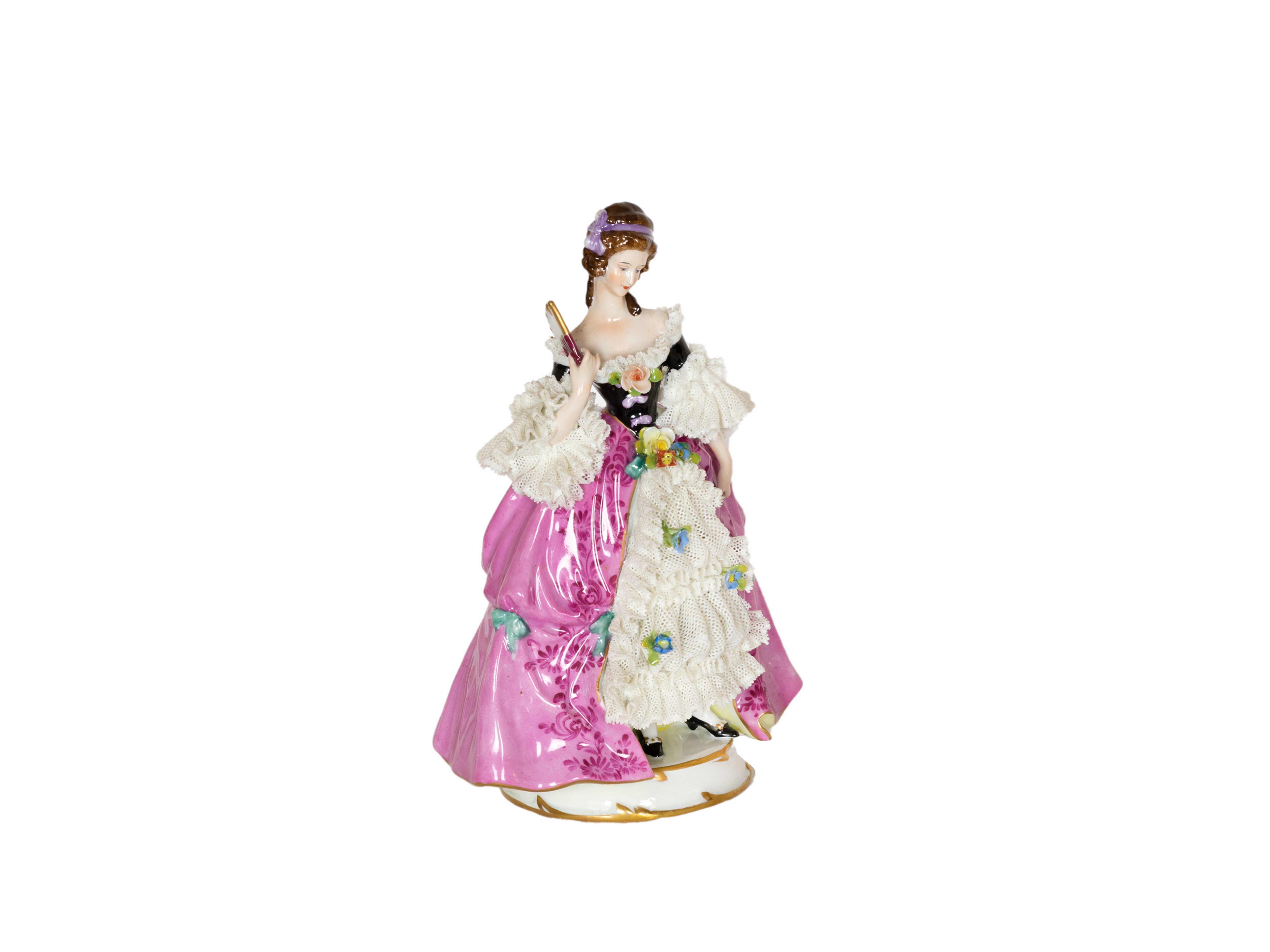 Estátua porcelana senhora leque | Capodimonte