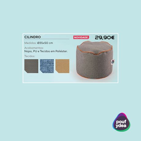 Pouf Cilindro - vários tecidos e cores disponíveis.