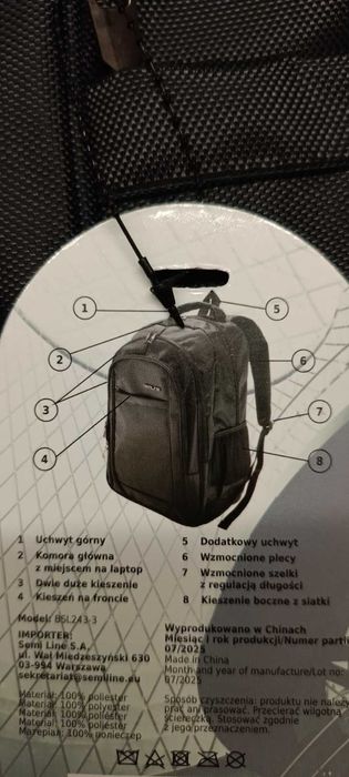 SEMI Line plecak laptopowy, czarny, 27 L