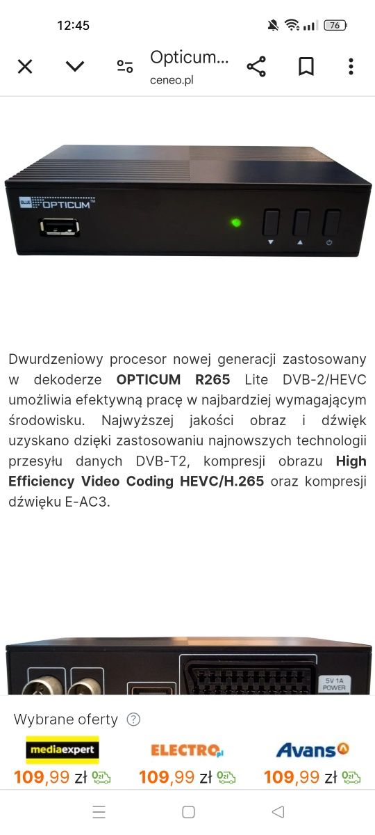 Sprzedam nowy dekoder DVB-T