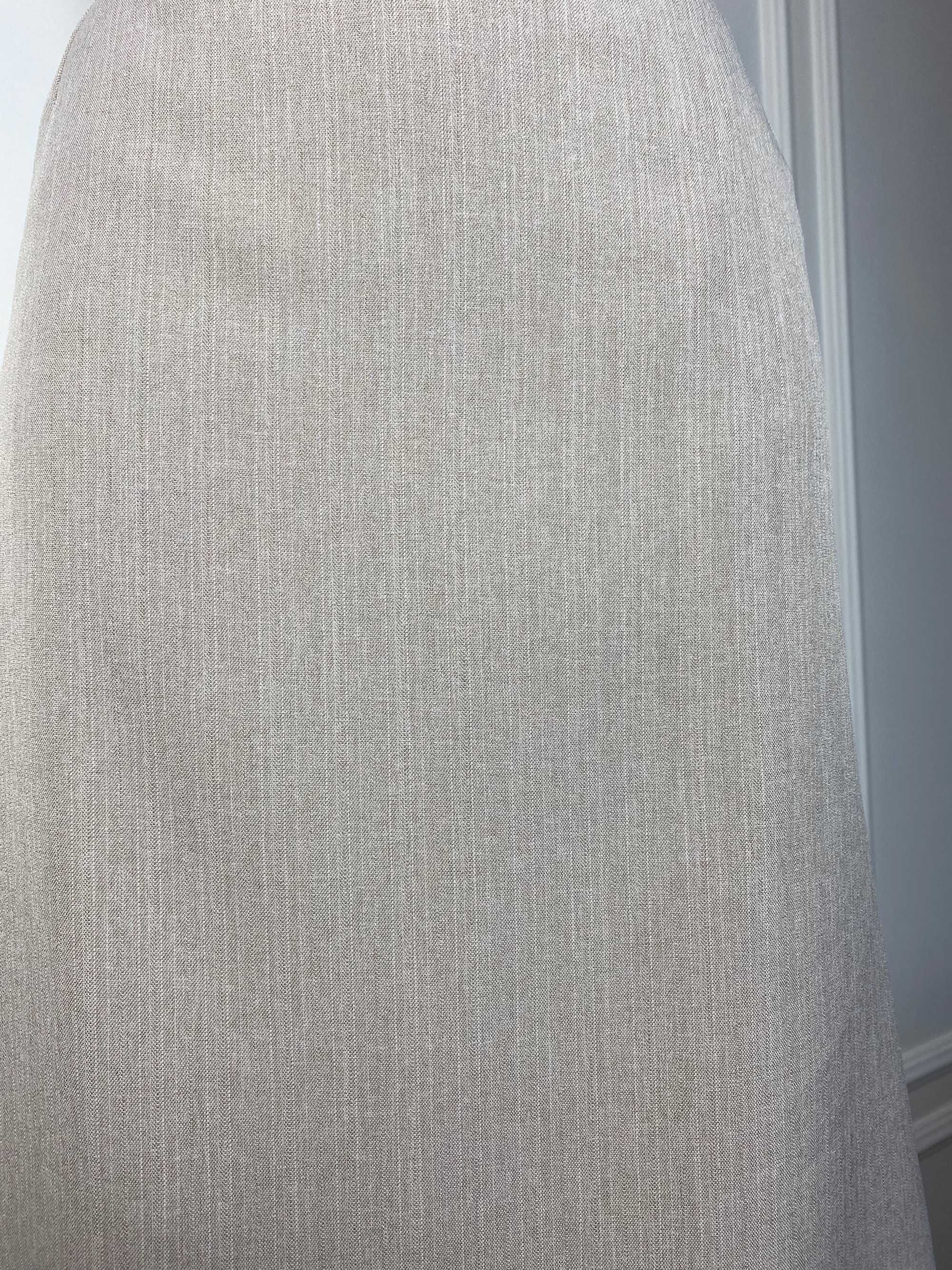 Spódnica długa midi szara na suwak plus size 48 4XL  elegancka