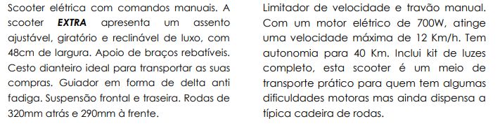 Cadeira de Rodas Elétrica Scooter EXTRA ORTHOS XXI