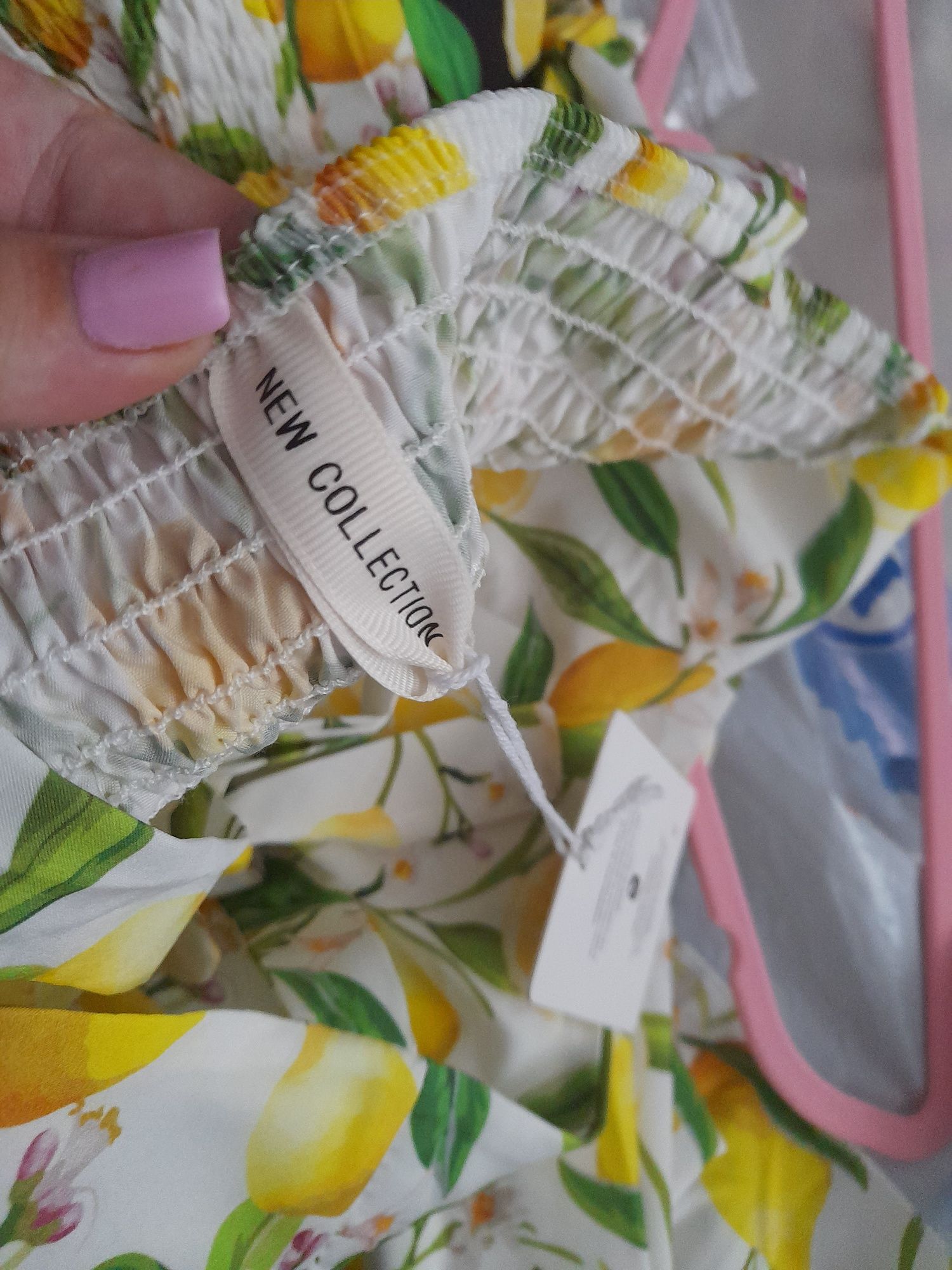 Nowa z metką biała sukienka w viralowy print cytryn New Collection uni