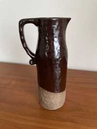 Wazon Dzbanek ceramiczny brązowy szkliwiony z sygnaturą
