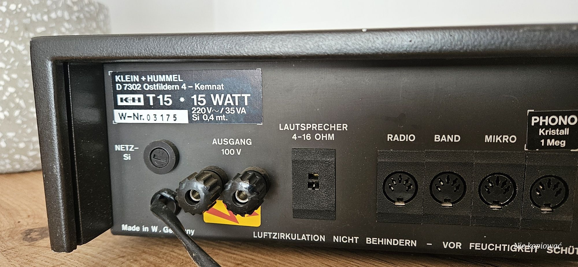 Wzmacniacz  K+H TELEWATT T15 hi fi vintage