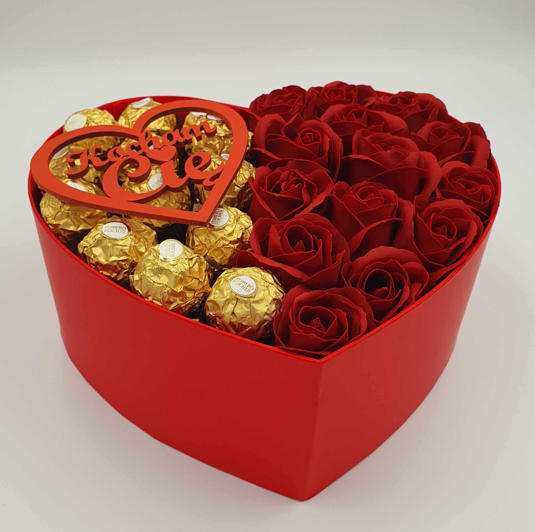 Box Serce Prezent na Walentynki dla ukochanej róze mydlane Ferrero