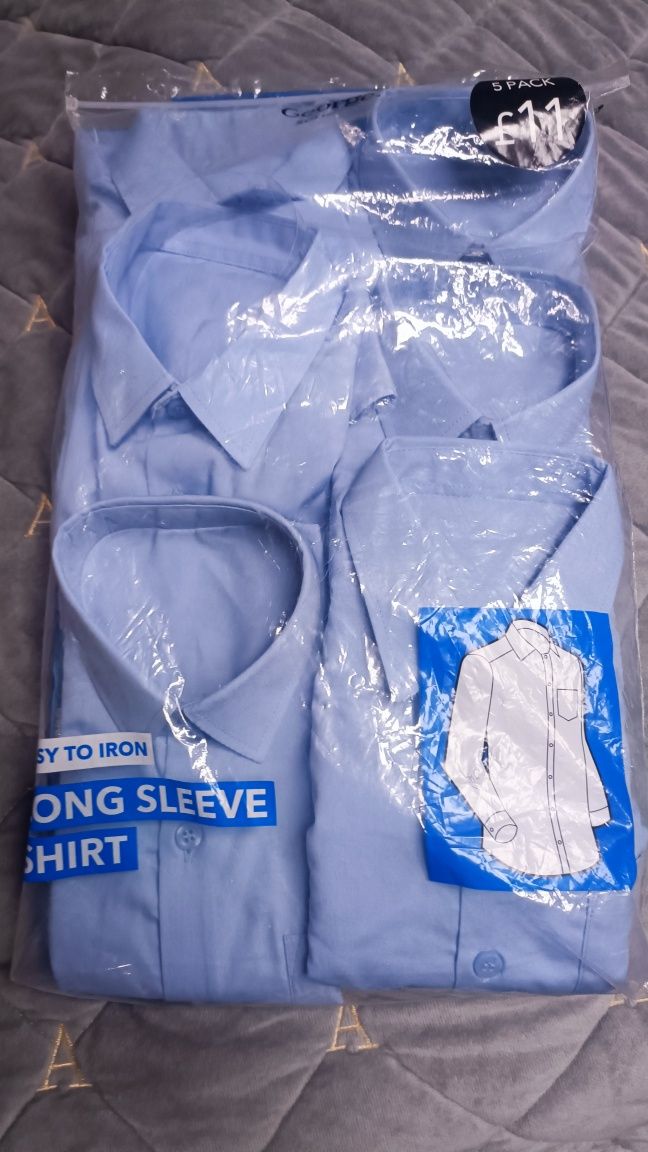 Рубашка 122-128см школьная голубая