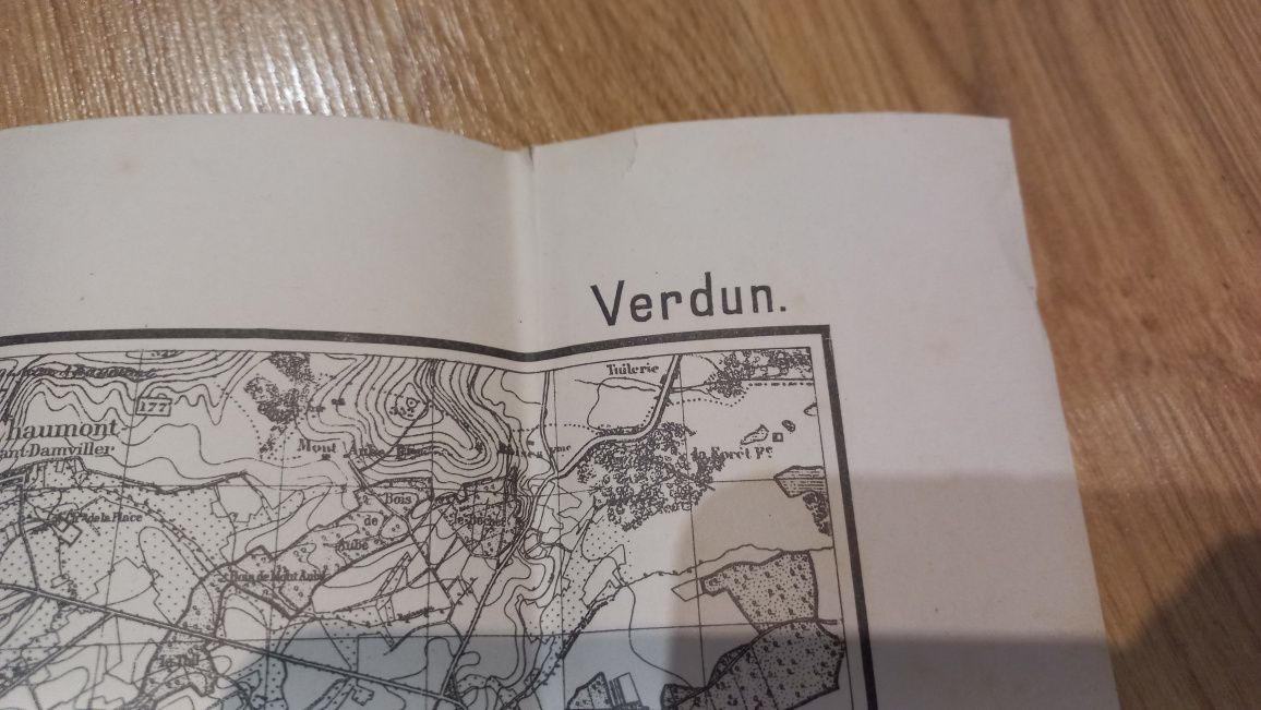 Stara Niemiecka mapa wojskowa Verdun 1915r