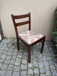 Krzesło vintage stare drewniane z tapicerowanym siedziskiem z PRL