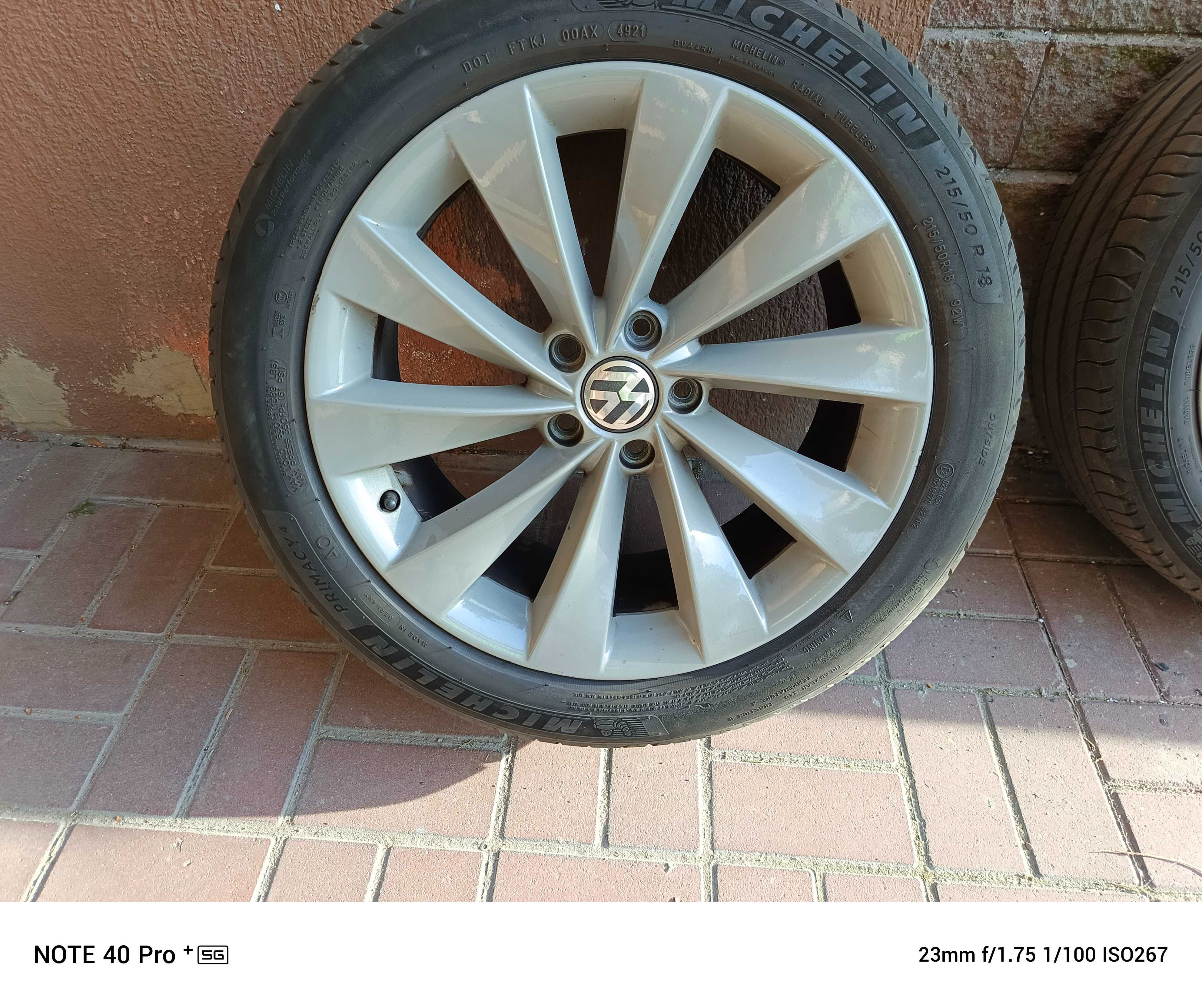 Alu felgi 18 VW oryginał 5*112 opony Michelin 215/50/R18