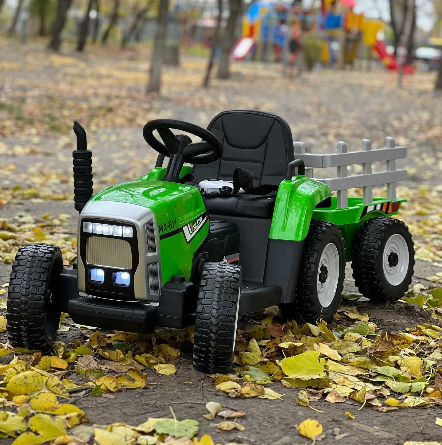 NOWY Traktorek na akumulator z przyczepką XMX-611 PILOT skóra mp3 pasy