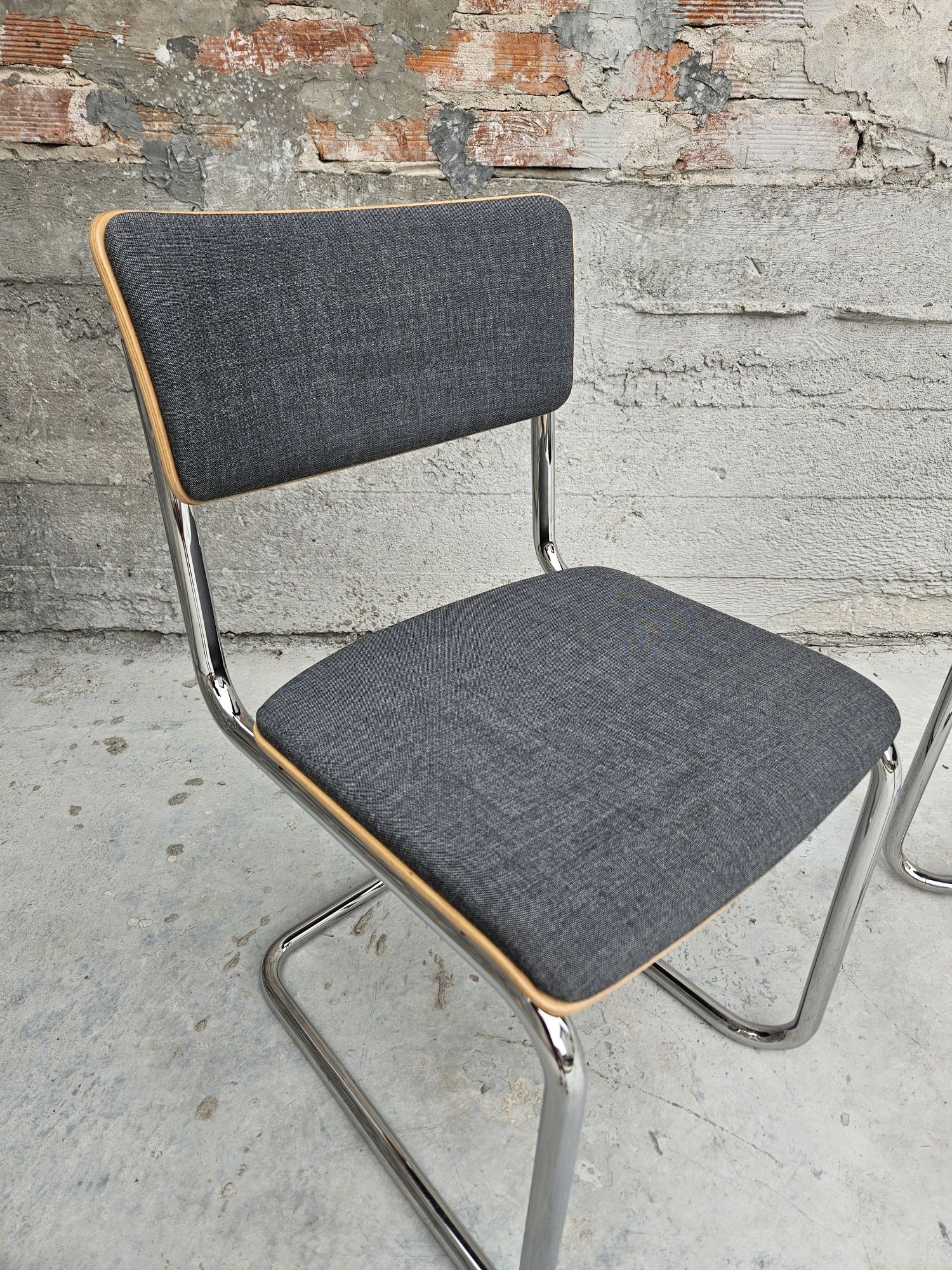 Zestaw Krzeseł thonet S43 PV bauhaus chrom modern loft