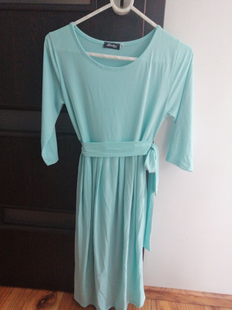 Sukienka ciążowa M 38 wizytowa miętowa turkusowa niebiesk idealny stan