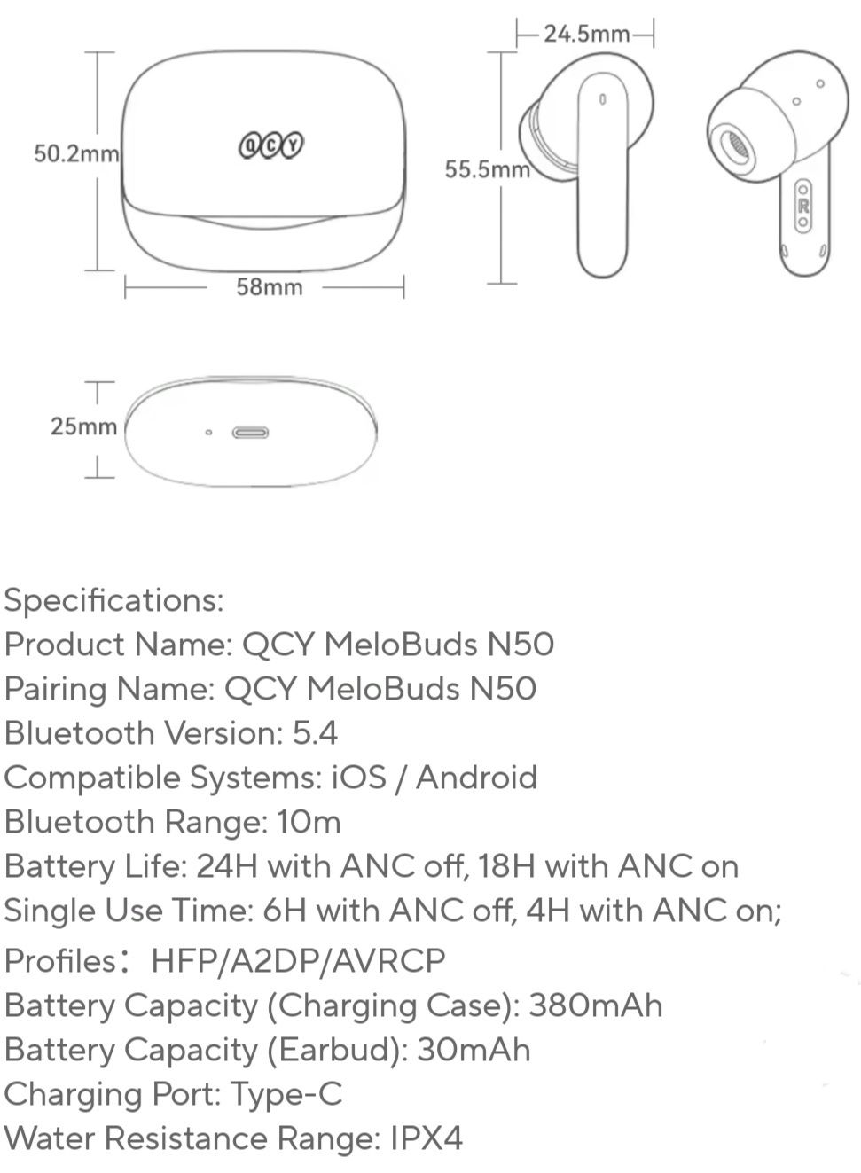 Оригінальні бездротові TWS навушники QCY Melobuds N50