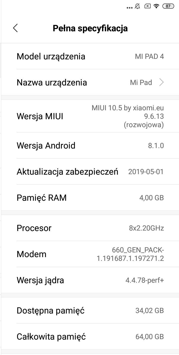 Tablet Xiaomi Mi pad 4/ 4/64