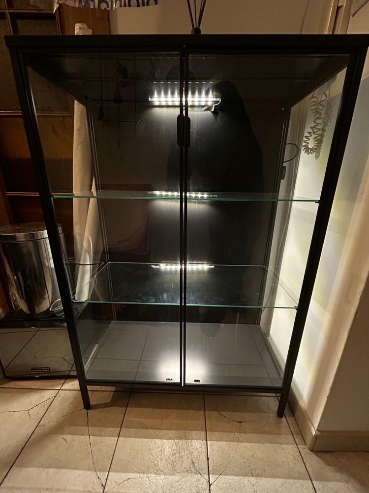 IKEA RUDSTA witryna szafka szklana z oświetleniem 80x120 cm ANTRACYT