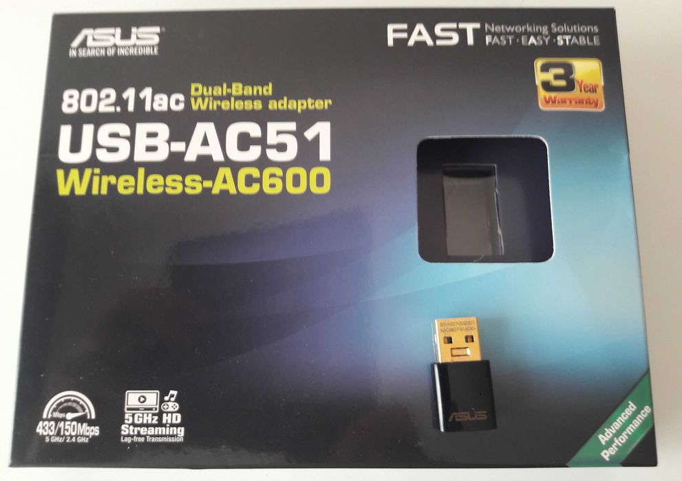 Adaptador Wi-Fi USB-AC51 ASUS AC600 Dual Band Wireless
