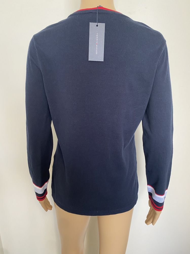 Sweter cienki granatowy Tommy Hilfiger S 100% bawełna