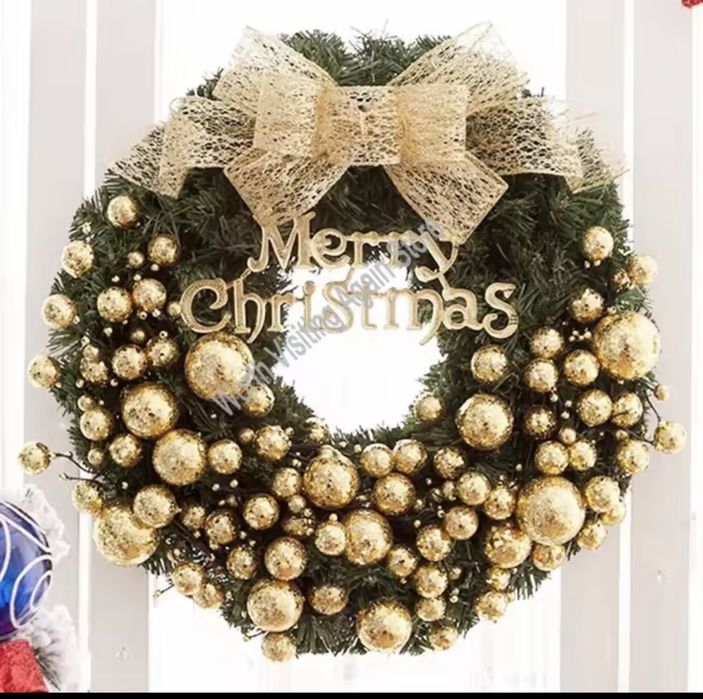 Świąteczny wianek na drzwi dekoracja bożonarodzeniowa