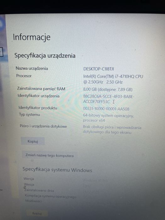 Laptop do gier | Asus R510j | GTX850m | Intel Core I7 |