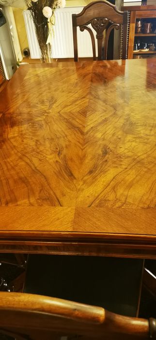 Stół z krzesłami dębowy eklektyczny