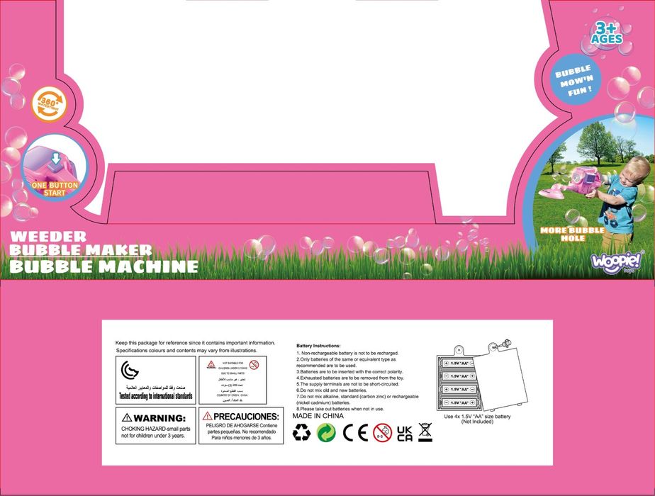 WOOPIE Kosiarka Ręczna Maszyna do Robienia Baniek Mydlanych Niebieska