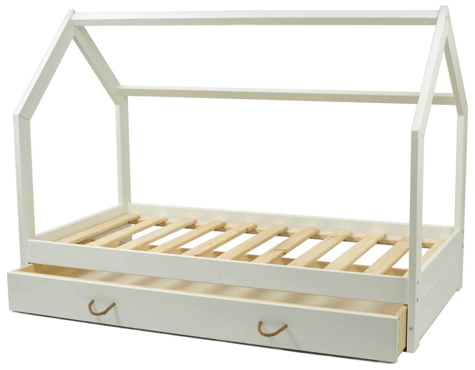 Łóżko dziecięce drewniane domek z szufladą 80 x 160 cm