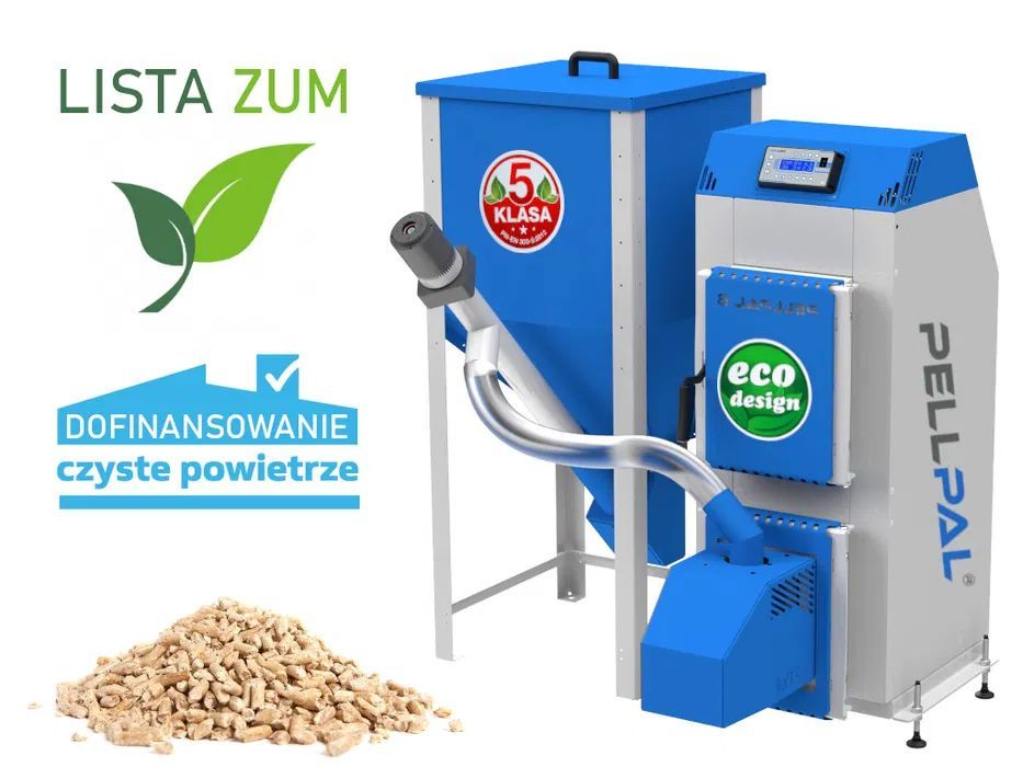 Kocioł piec co 8kW z podajnikiem na pellet DOTACJA Pellpal lista ZUM