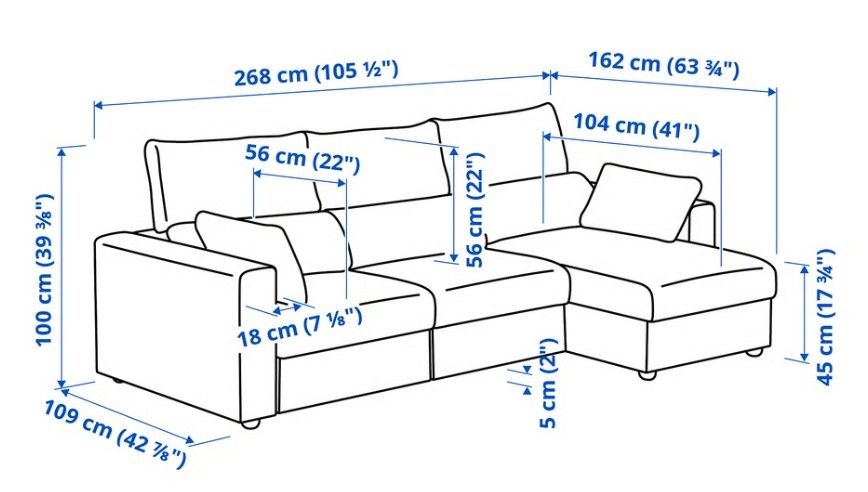 ESKILSTUNA Sofá 3 lugares c/chaise longue, Gunnared azul