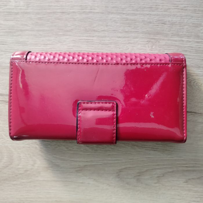 Portfel damski czerwony duży Lace lakierowany