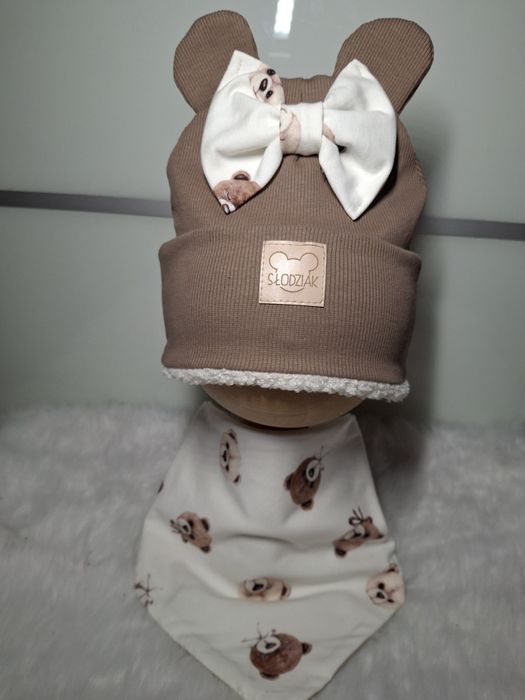 Zimowe ocieplane komplety czapka komin lub chusta