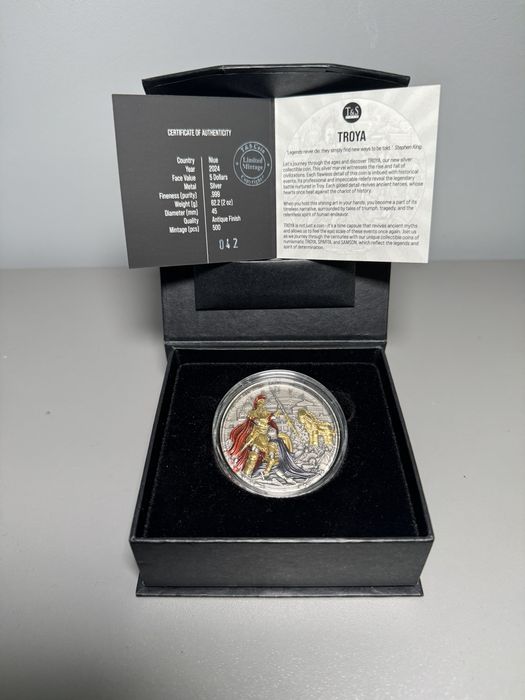 Продам срібну монету T&S Coin — “TROYA” 2 oz, 2024, тираж 500 шт
