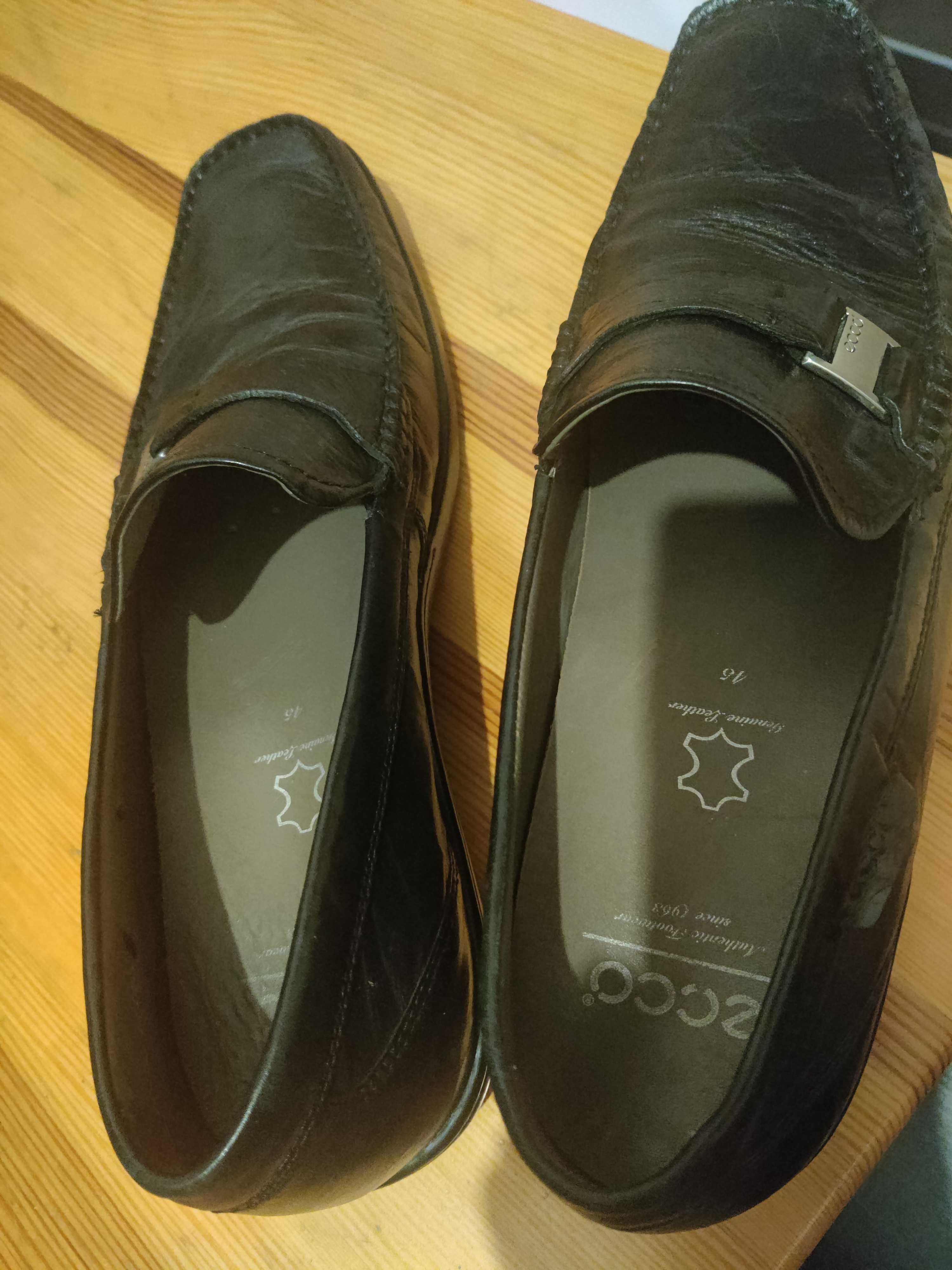 Ecco, czarne skórzane mokasyny, rozm. 45, in. Timberland