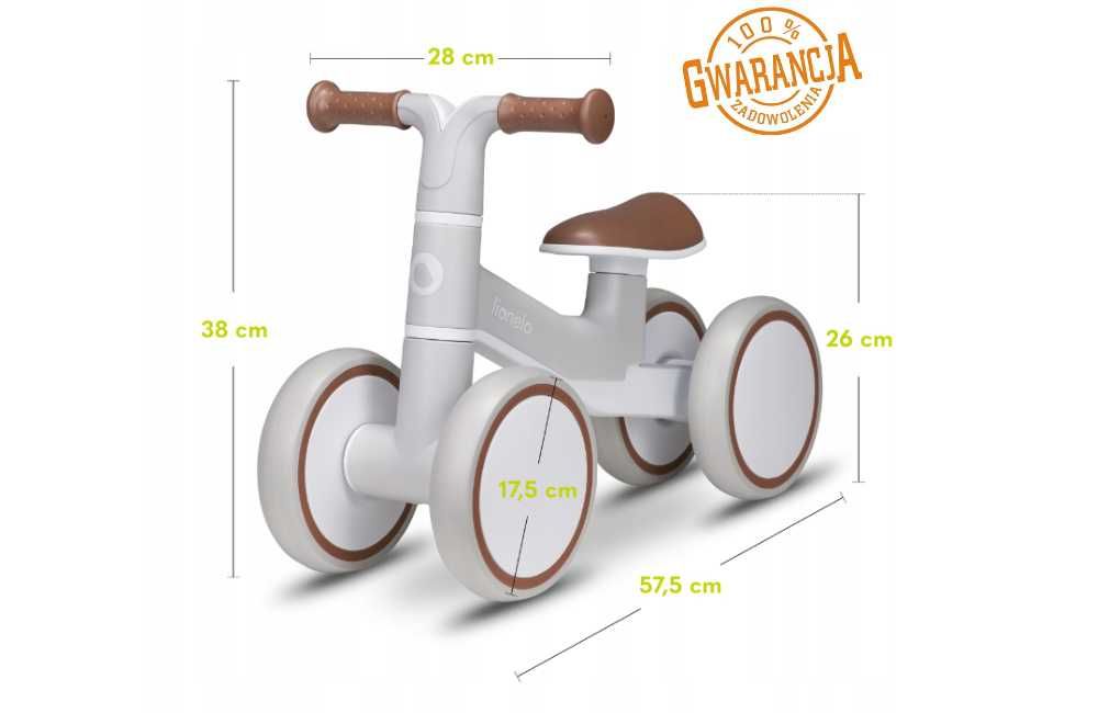 LIONELO Rower rowerek biegowy jeździk odpychacz Villy 6" Beżowy Szary